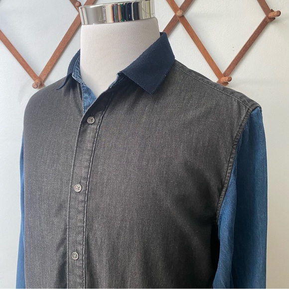 Elie Tahari Two Tone Contrast Button Up Shirt - Picture 3 of 13